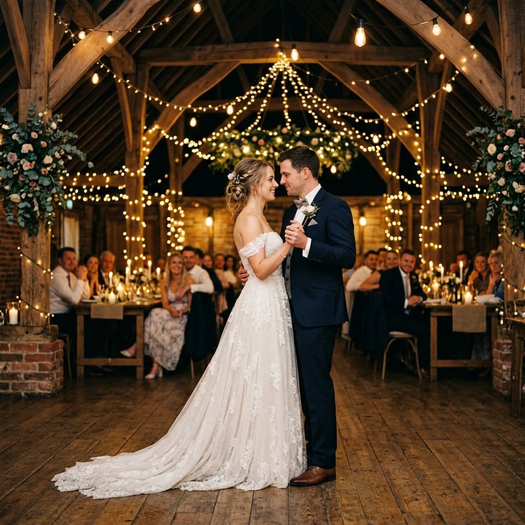 Couple dancing elegantly at their wedding reception